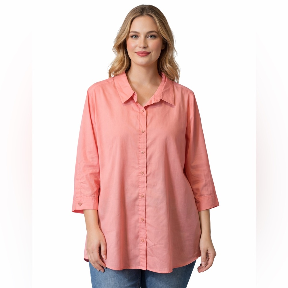 Woman Within coral button down shirt top women’s 18/20
